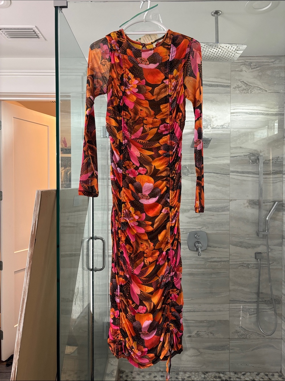 Orange FarmRIO rouched midi dress